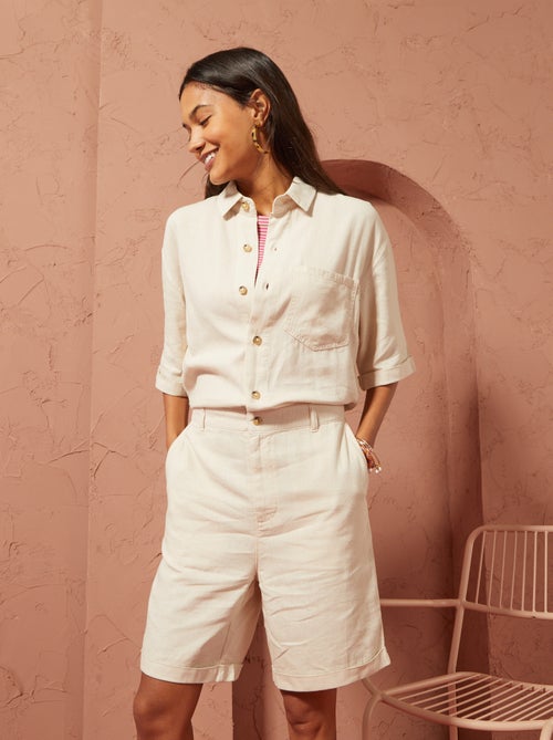 Combi short en lin mélangé - Unisexe - Kiabi