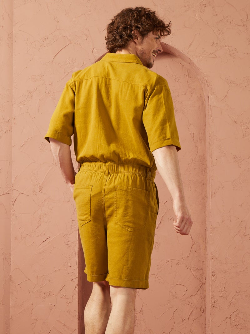 Combi short en lin mélangé - Unisexe Jaune - Kiabi
