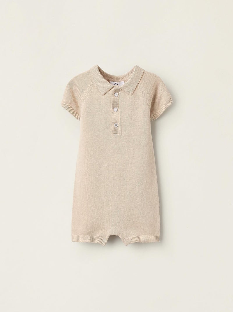 Combi-short en maille beige pour nouveau-né manches longues FIELD DAYS Beige foncé - Kiabi