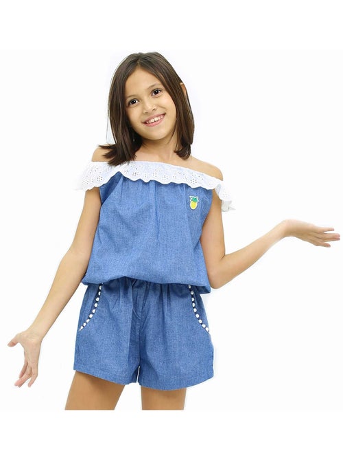 Combi-Short Été   à Col Élastique Dentelle   LOLITA - La Faute à Voltaire - Kiabi
