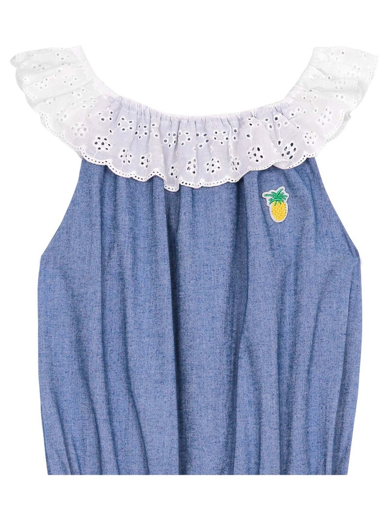 Combi-Short Été   à Col Élastique Dentelle   LOLITA - La Faute à Voltaire Bleu - Kiabi
