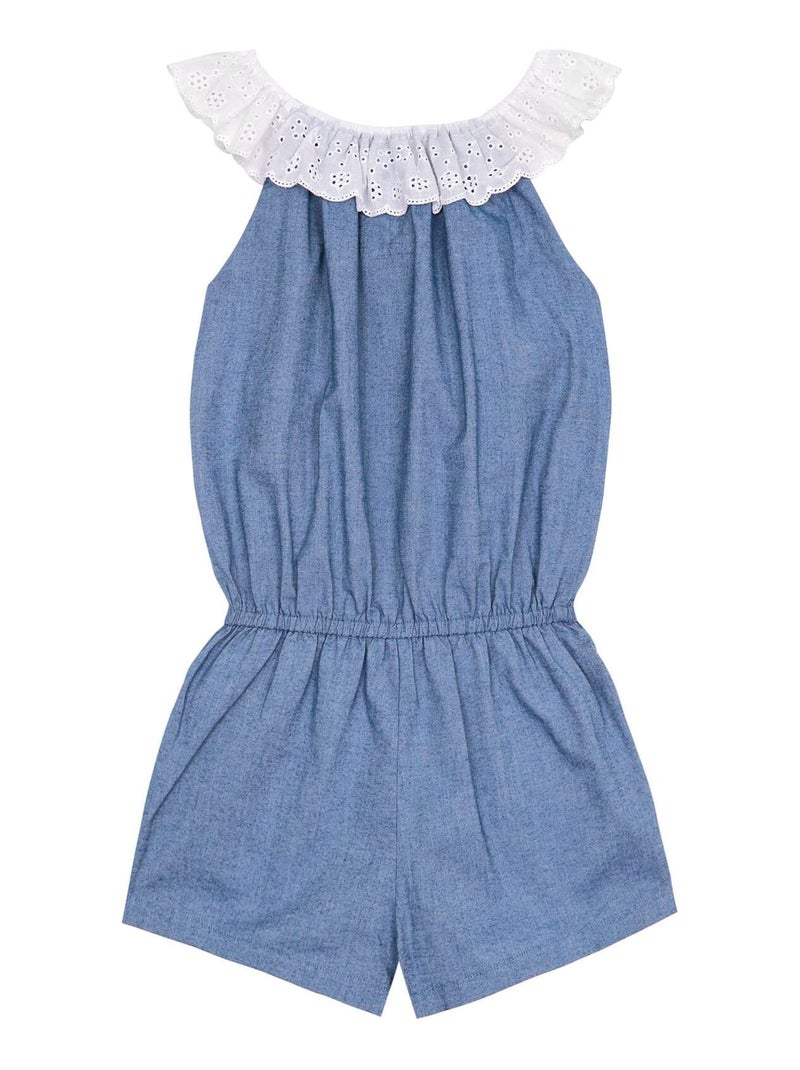 Combi-Short Été   à Col Élastique Dentelle   LOLITA - La Faute à Voltaire Bleu - Kiabi