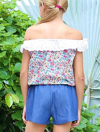 Combi-Short Été Col Élastique Liberty Fleuri LOLITA - La Faute à Voltaire