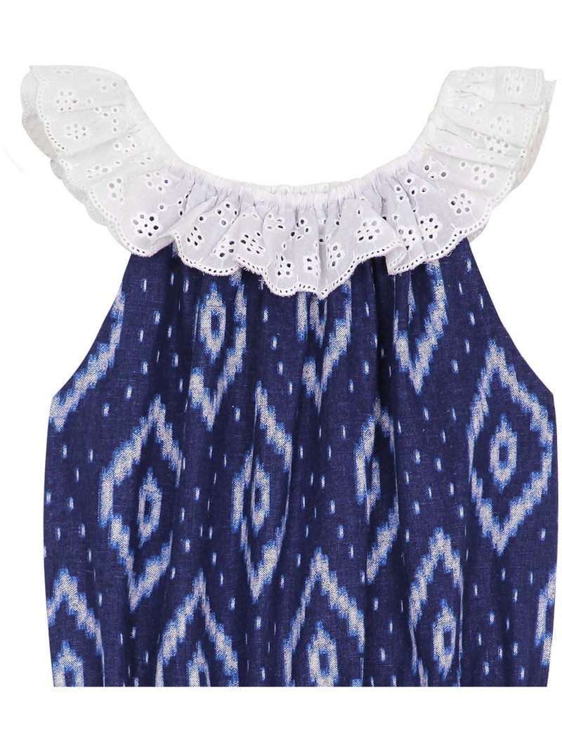 Combi-Short Été   Col Élastique  Tie-and-Dye    LOLITA - La Faute à Voltaire Blanc Bleu marine Blanc - Kiabi