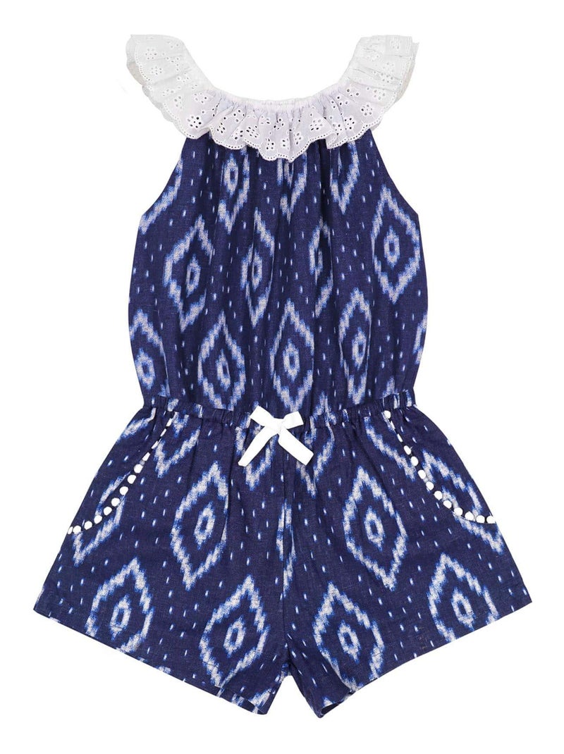 Combi-Short Été   Col Élastique  Tie-and-Dye    LOLITA - La Faute à Voltaire Blanc Bleu marine Blanc - Kiabi