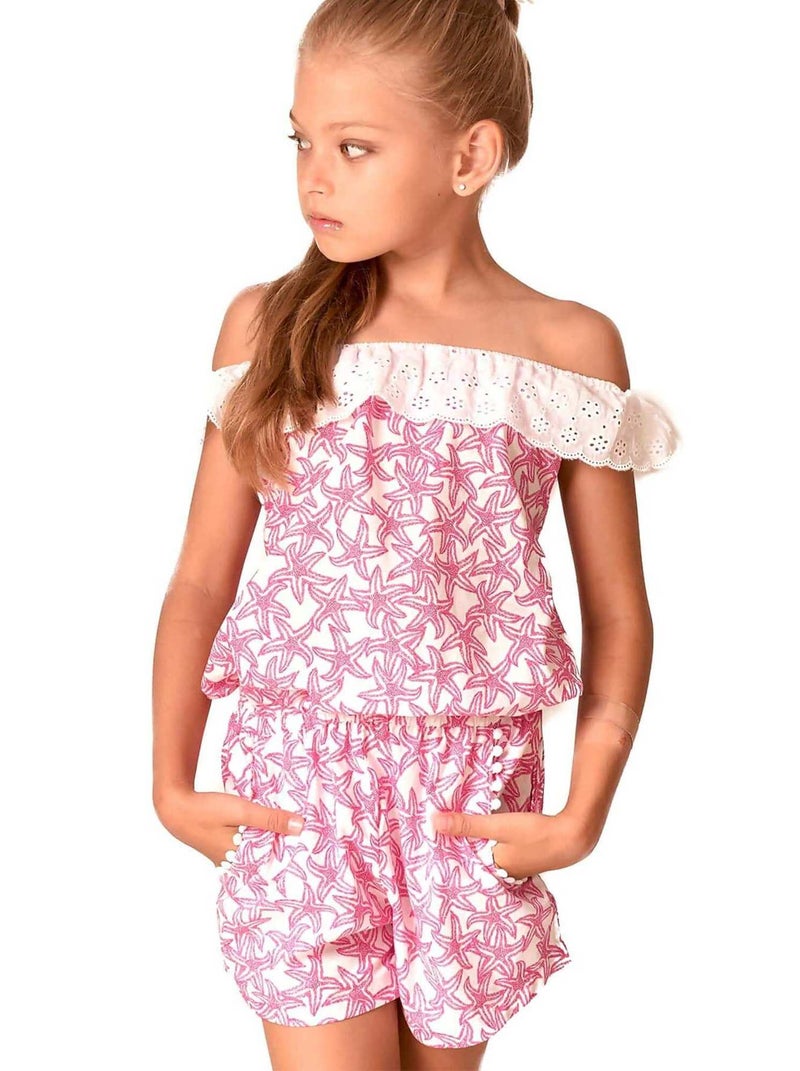 Combi-Short Été Fille  Col Élastique  Rose Fuchsia  LOLITA - 'LA FAUTE A VOLTAIRE' Rose fushia - Kiabi