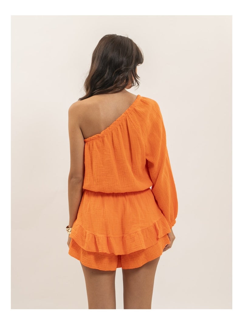 Combi-short gaze de coton XITONIA Orange - Kiabi