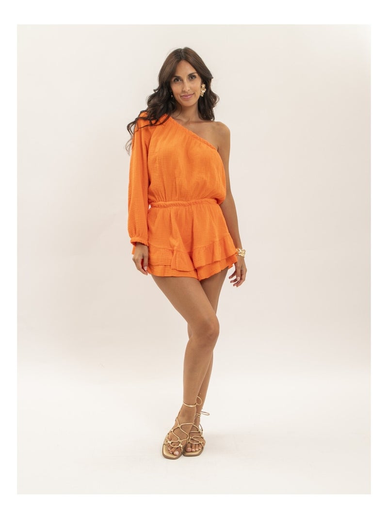 Combi-short gaze de coton XITONIA Orange - Kiabi