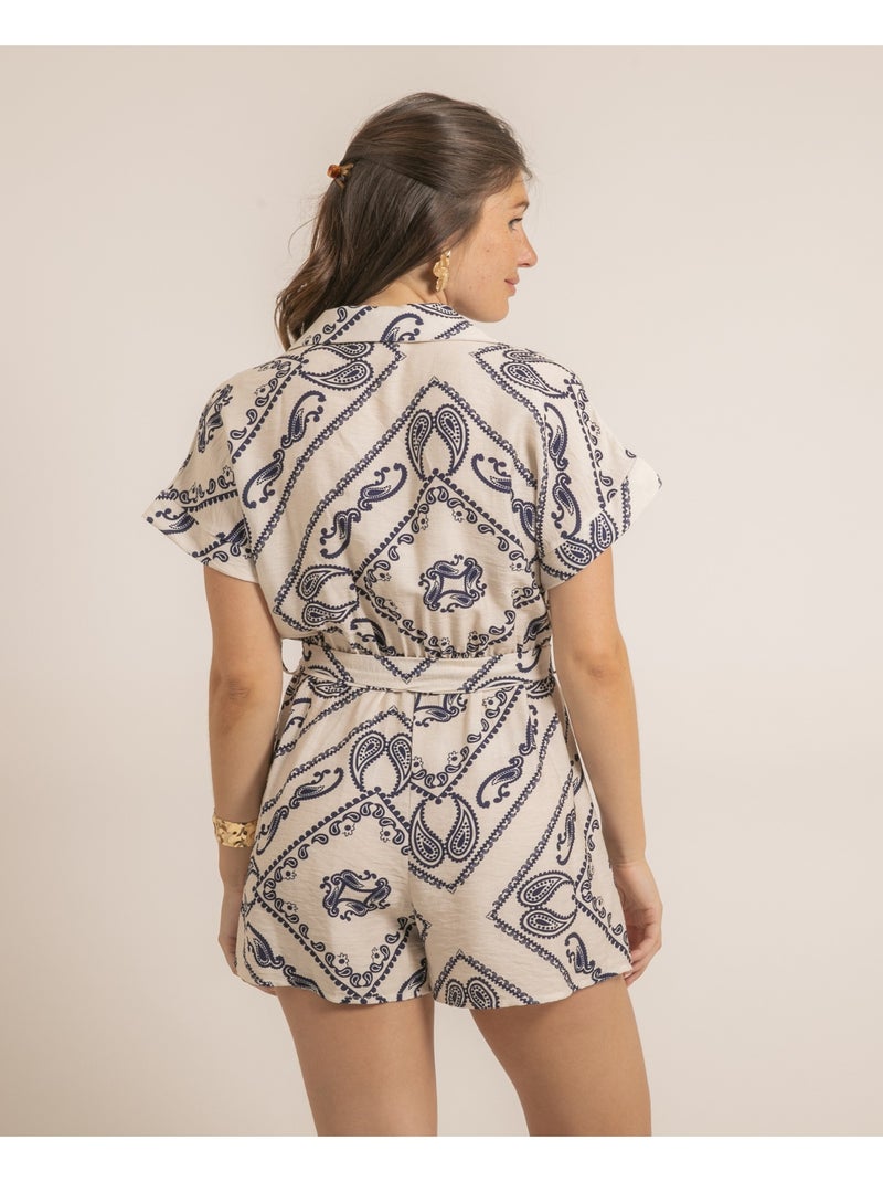 Combi-short motifs XELENE Ecru - Kiabi