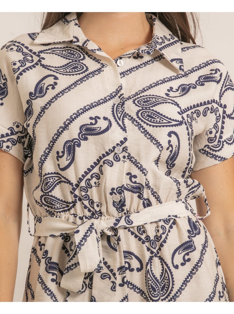 Combi-short motifs XELENE Ecru - Kiabi