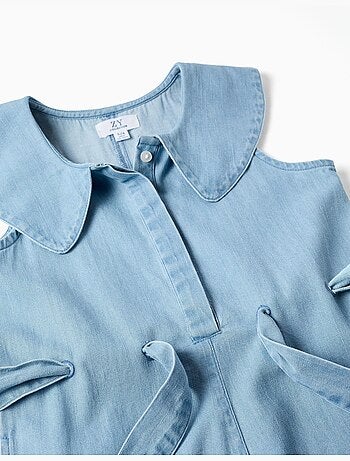 Combi-short sans manches en jean avec ceinture
