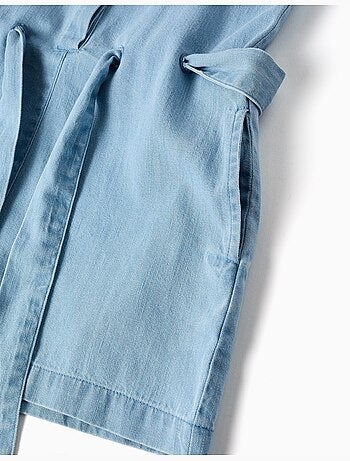 Combi-short sans manches en jean avec ceinture