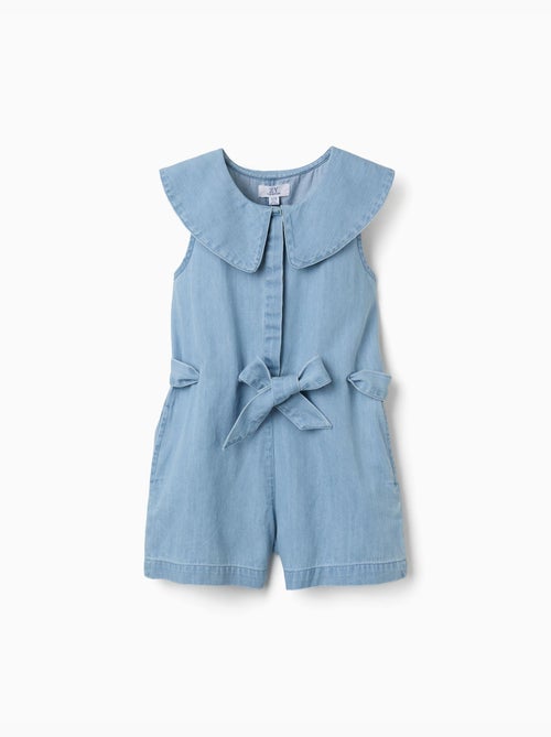 Combi-short sans manches en jean avec ceinture - Kiabi