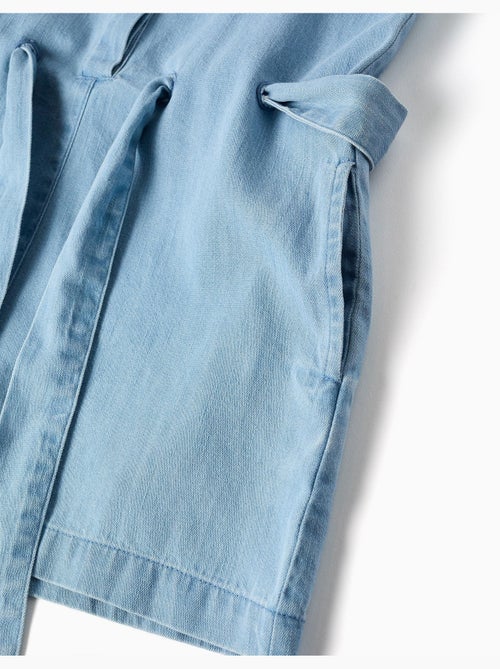 Combi-short sans manches en jean avec ceinture - Kiabi