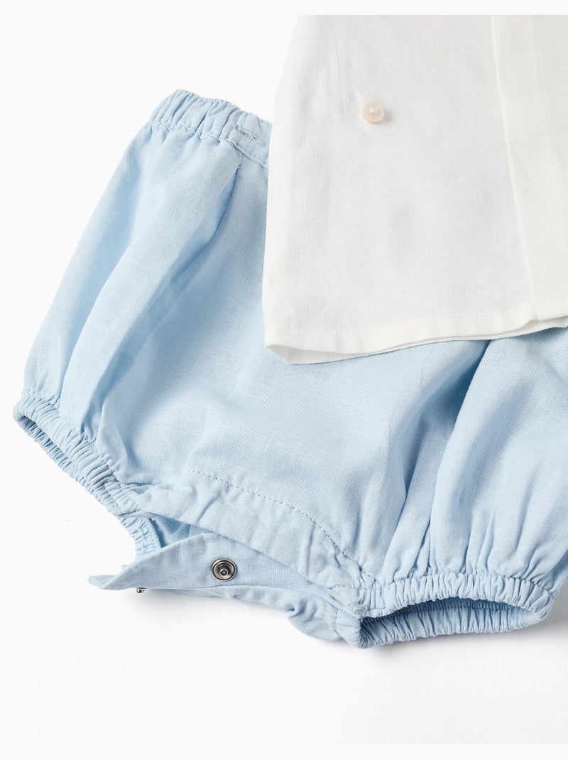 Combinaison 2-en-1 en coton et lin Bleu clair - Kiabi