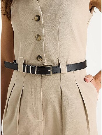 Combinaison à col en v et ceinture à jambes larges avec poches bianco lucci