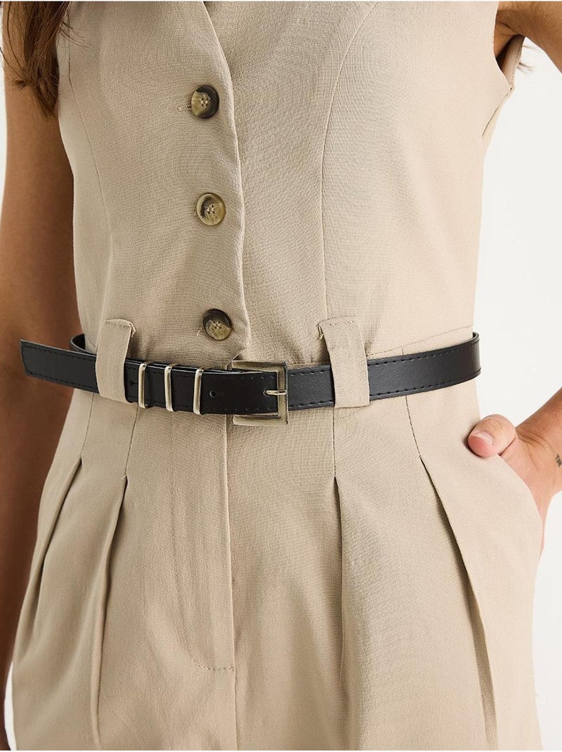 Combinaison à col en v et ceinture à jambes larges avec poches bianco lucci Beige argile - Kiabi
