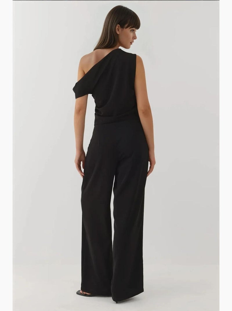 Combinaison à jambe large et col asymétrique hiccup Noir - Kiabi