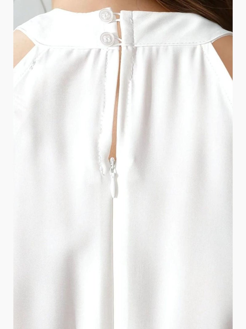 Combinaison à jambes larges et col licou hiccup Crème - Kiabi