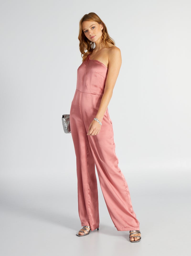 Combinaison asymétrique satinée Rose - Kiabi