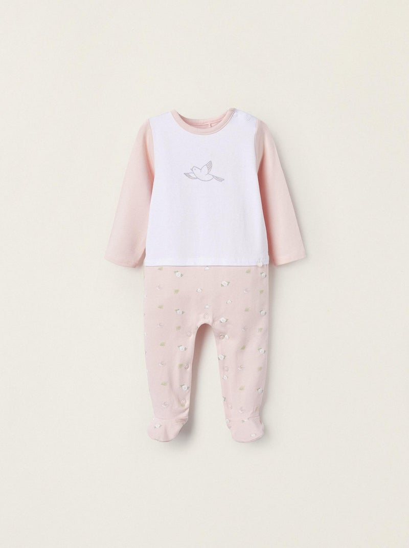 Robe Bébé Youngland Sans Manches - Taille Nouveau-né 6 Mois - Blanc Bordure Rose - Occasion Très Bon état