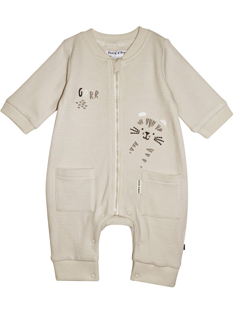 Combinaison bavoir stan maille long Beige - Kiabi
