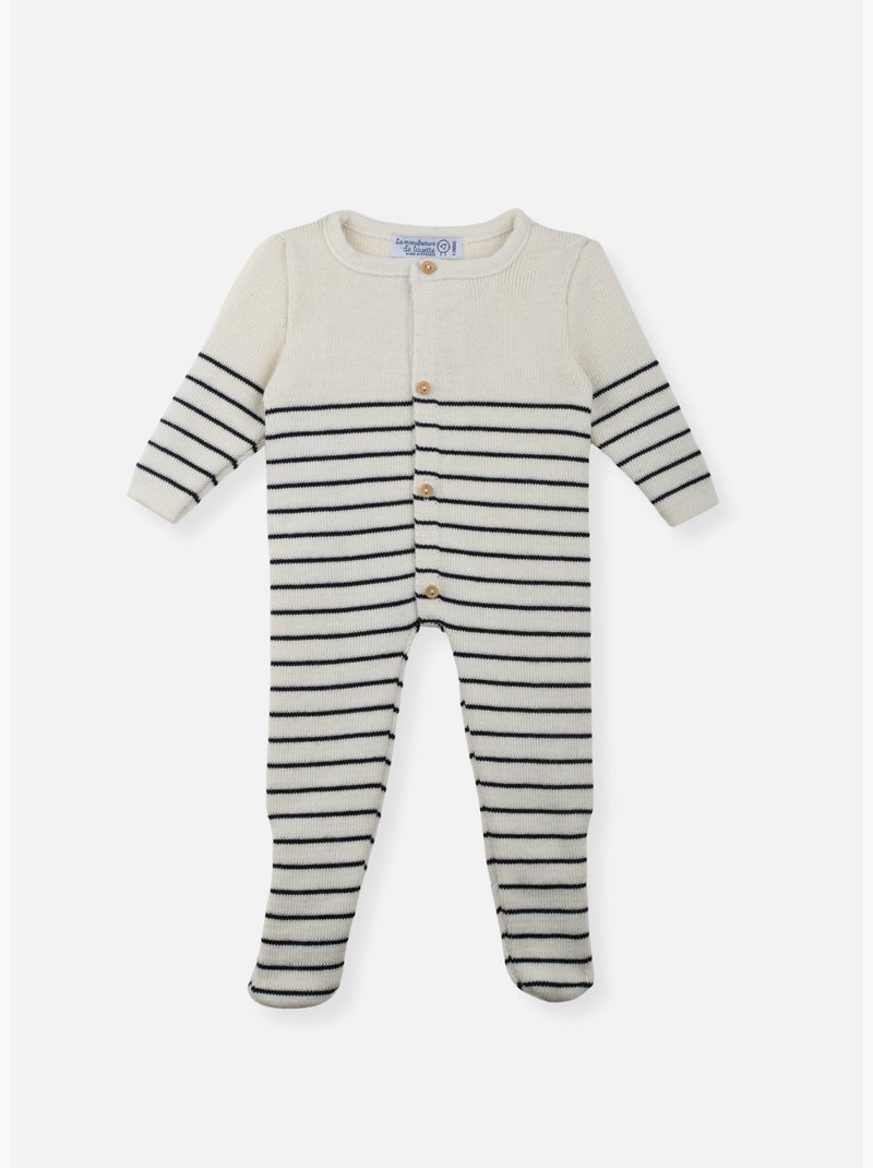 Combinaison bébé à pieds - collection «petits marins» Blanc Bleu - Kiabi