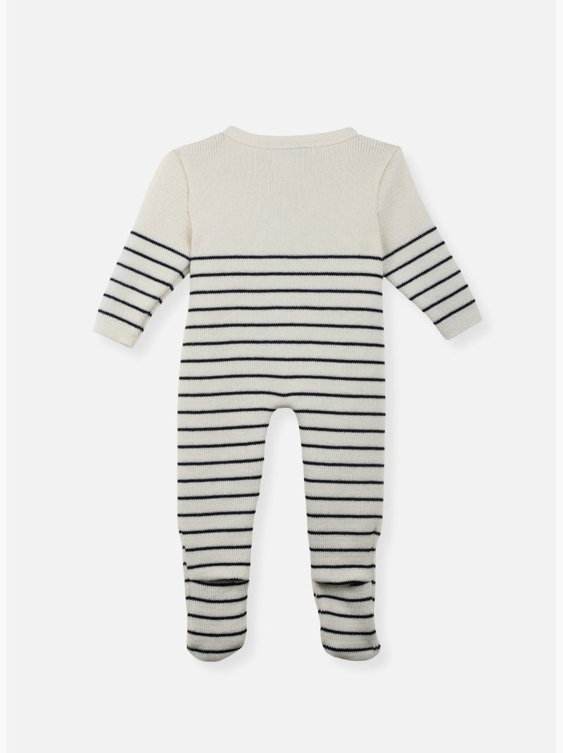 Combinaison bébé à pieds - collection «petits marins» Blanc Bleu - Kiabi