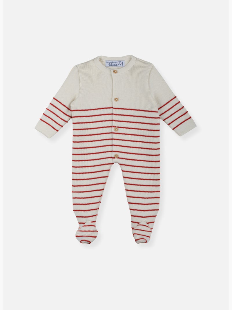 Combinaison bébé à pieds - collection «petits marins» Blanc Rouge - Kiabi