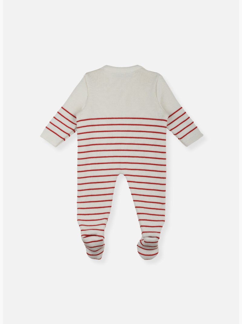 Combinaison bébé à pieds - collection «petits marins» Blanc Rouge - Kiabi