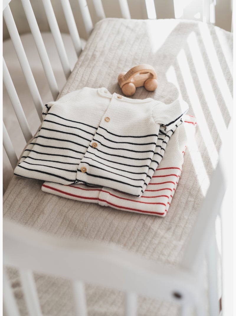 Combinaison bébé à pieds - collection «petits marins» Blanc Rouge - Kiabi