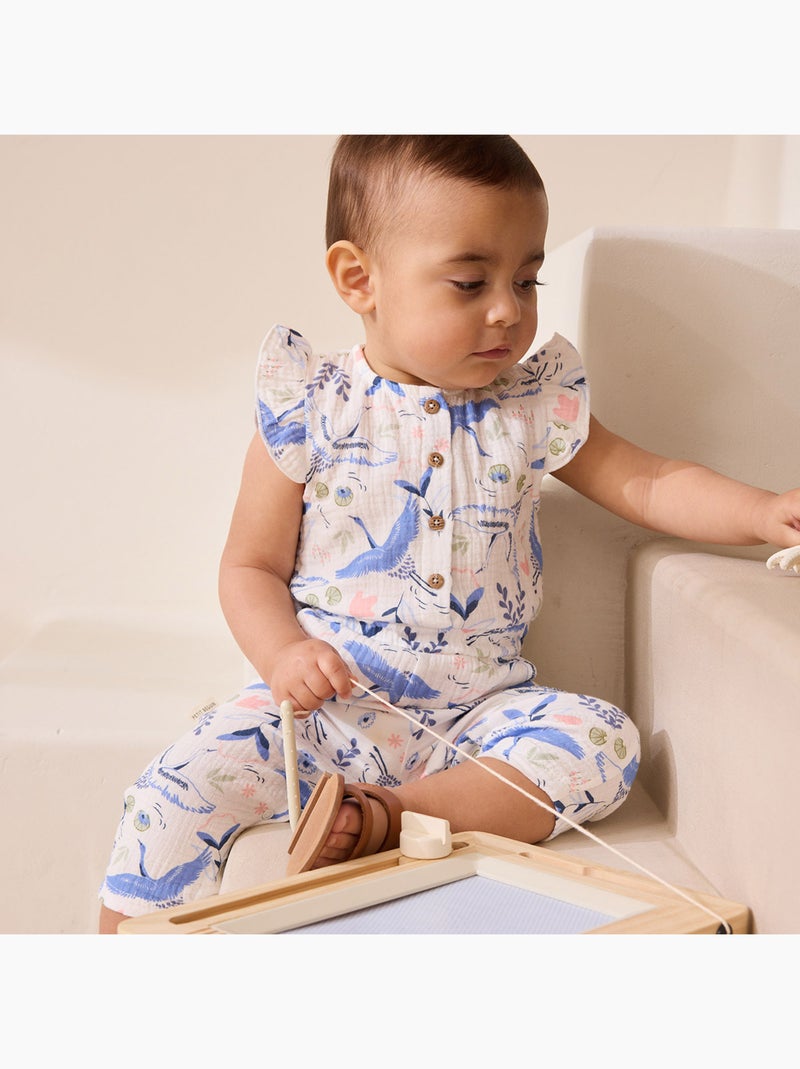 Combinaison bébé en gaze de coton Tiana Ecru - Kiabi