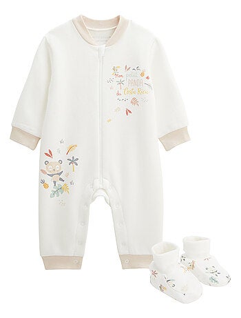 Combinaison bébé en molleton et chaussons Baby Panda