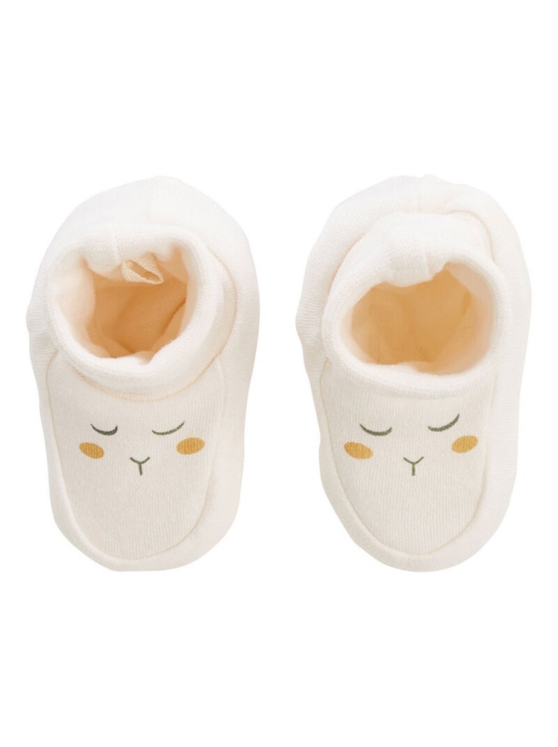Combinaison bébé en molleton et chaussons Câlins Ecru - Kiabi