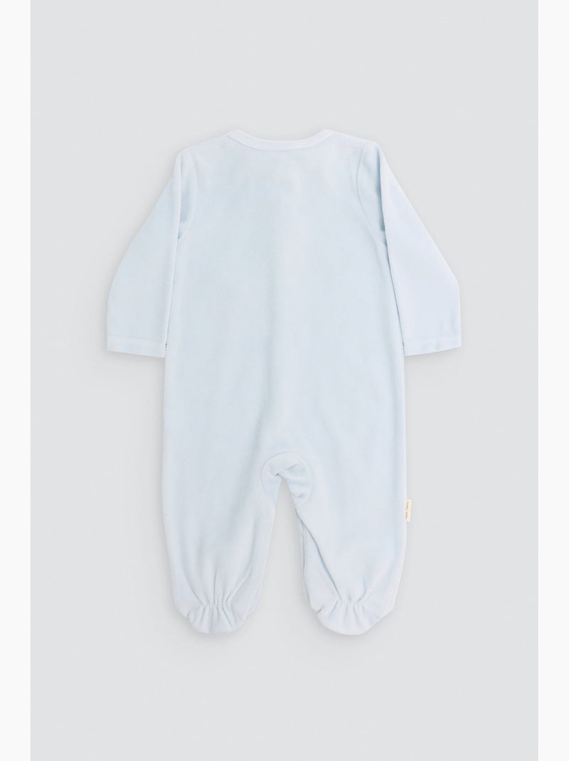 Combinaison bébé en velours avec détails brodés amour Bleu - Kiabi