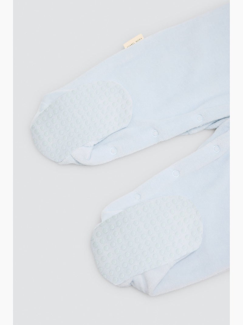 Combinaison bébé en velours avec détails brodés amour Bleu - Kiabi
