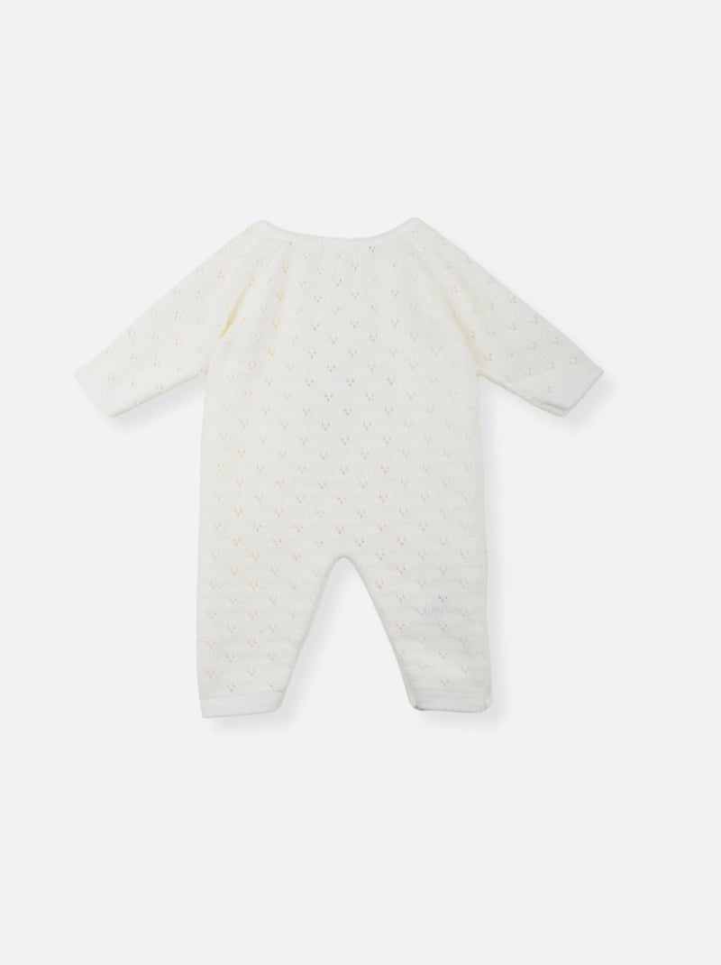 Combinaison bébé maille ajourée Ecru - Kiabi