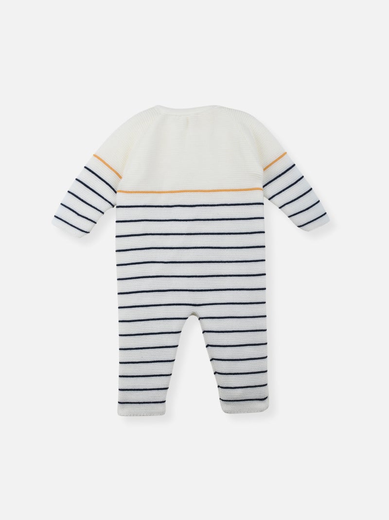 Combinaison bébé marinière Blanc Jaune - Kiabi