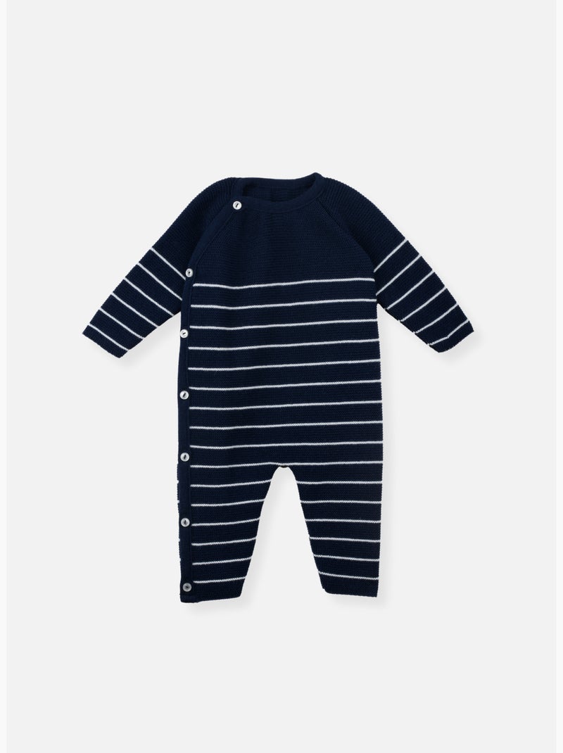 Combinaison bébé marinière Bleu Bleu marine Blanc - Kiabi