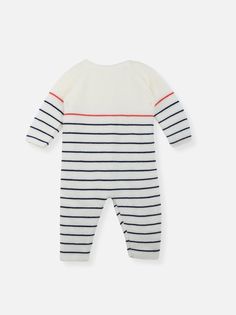 Combinaison bébé marinière Rouge coquelicot - Kiabi