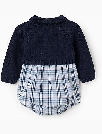 Combinaison bi-matière en coton et à carreaux B&S