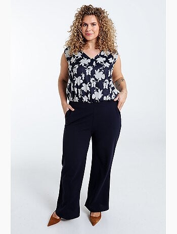 Combinaison bi-matière imprimé fleuri PAPRIKA