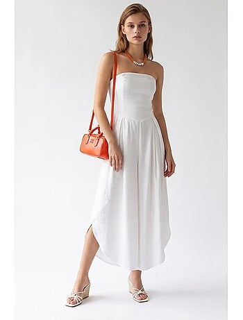 Combinaison bustier à jambe large et fente mixray