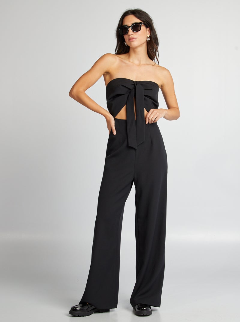 Combinaison bustier avec fente sous poitrine noir - Kiabi