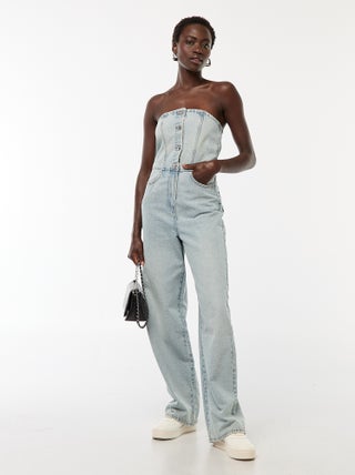 Combinaison bustier en jean