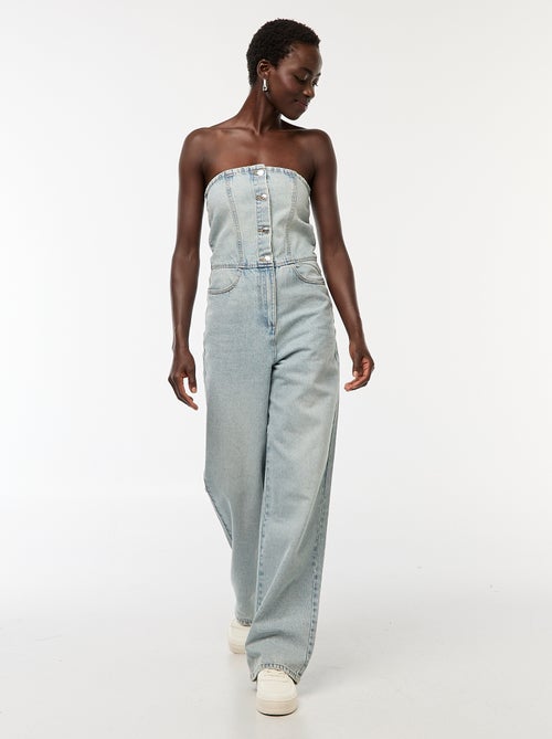 Combinaison bustier en jean - Kiabi
