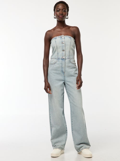 Combinaison bustier en jean - Kiabi