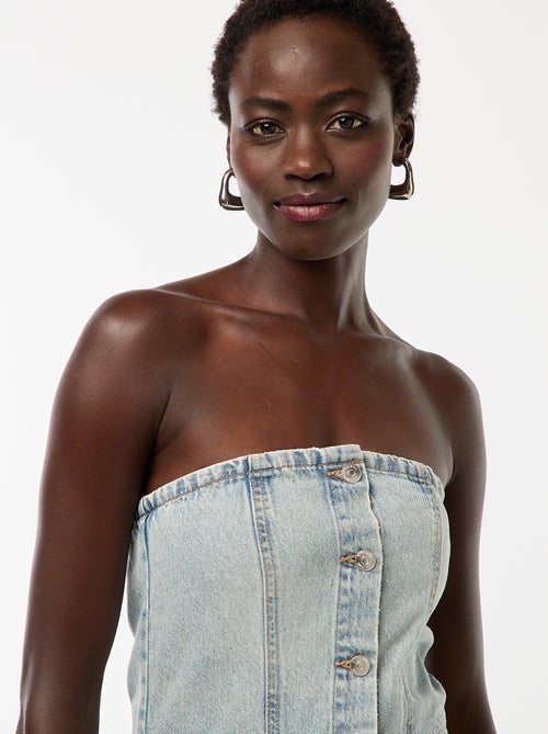 Combinaison bustier en jean - Kiabi