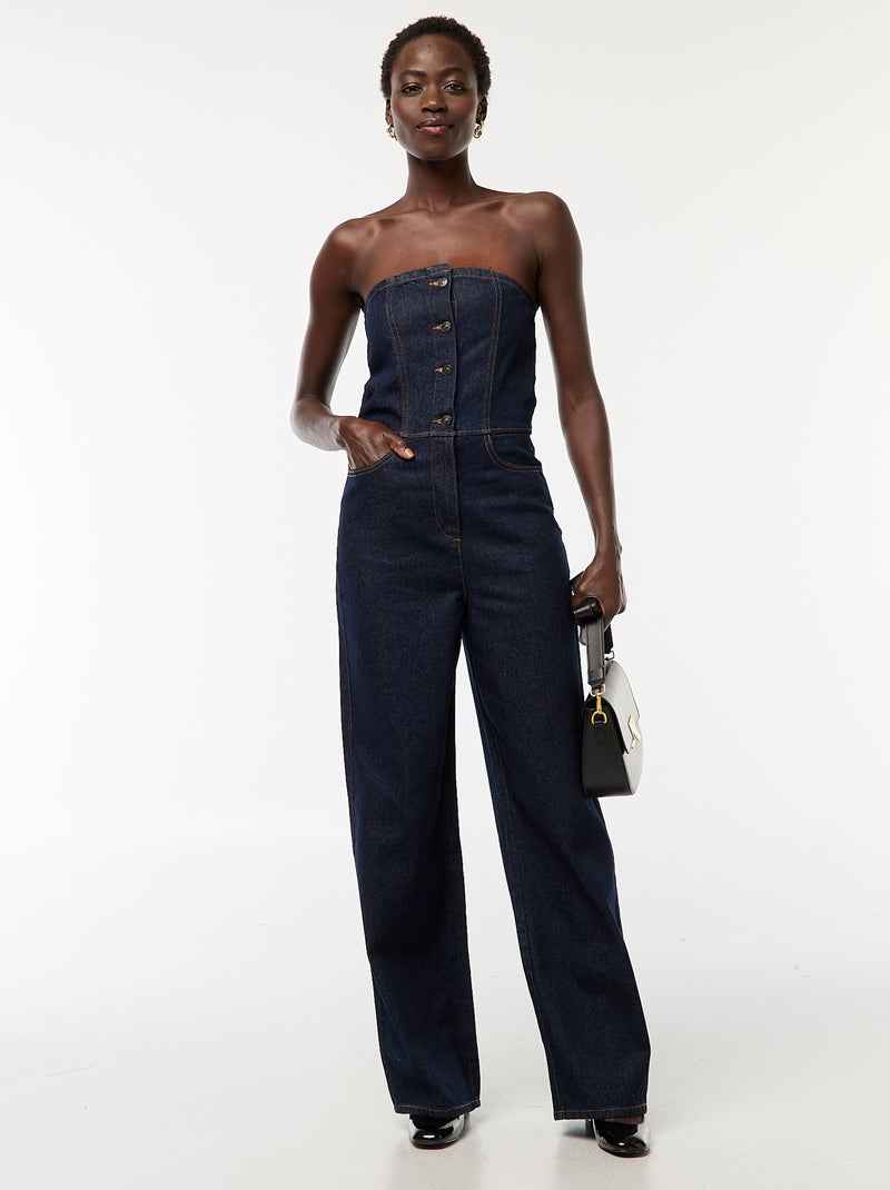 Combinaison bustier en jean Bleu - Kiabi
