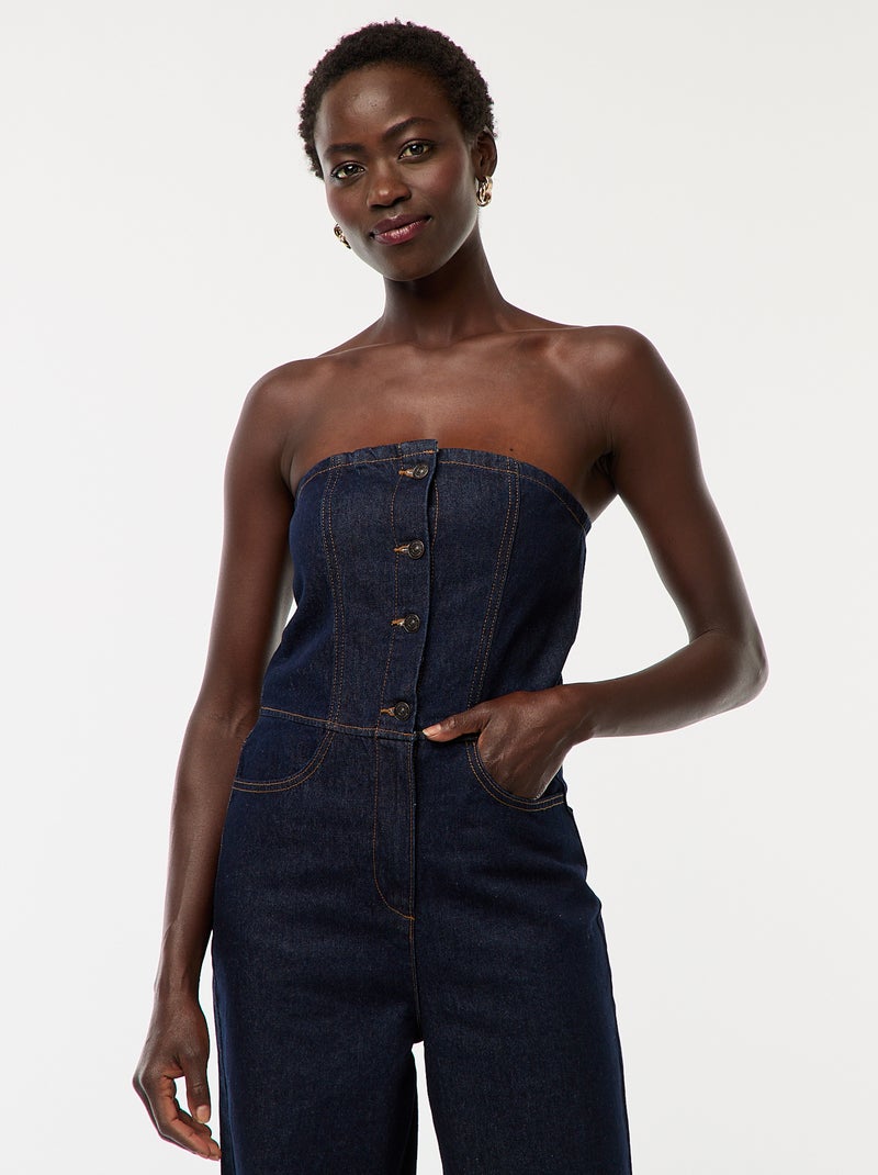 Combinaison bustier en jean Bleu - Kiabi